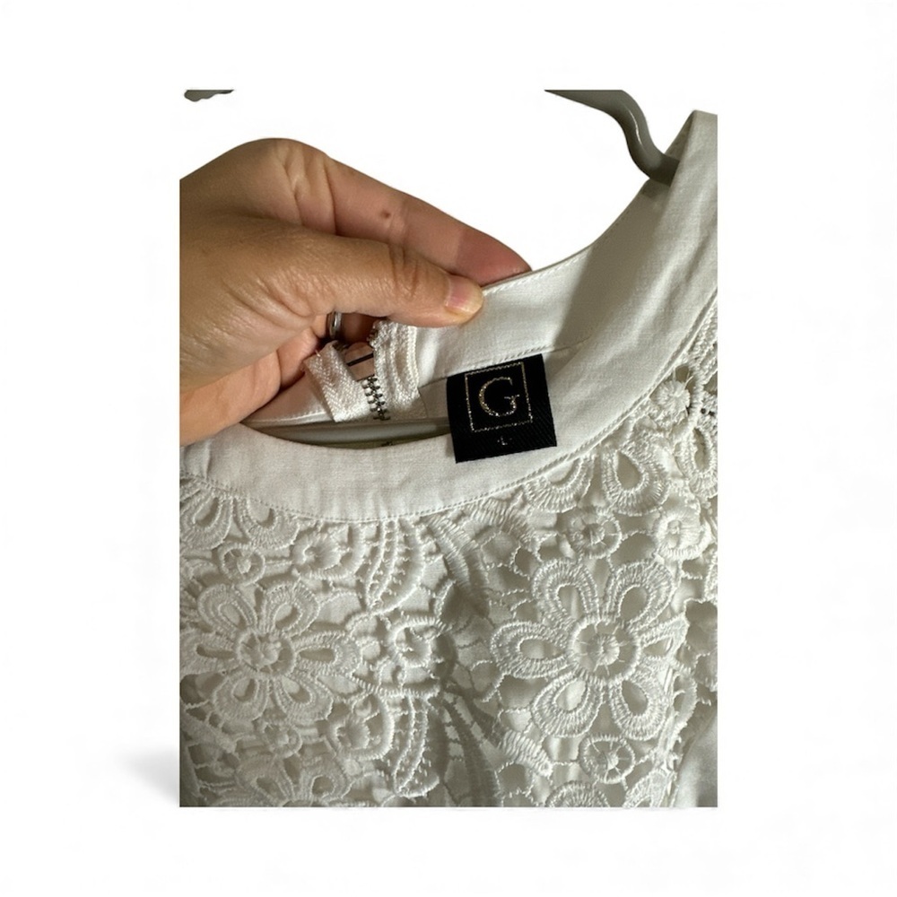 White Lace Short Sleeve Romper - Picture 6 of 8